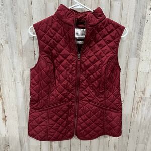 Van Heusen Red Quilted Puffer Vest Womens Size Medium Preppy Warm Layering